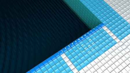 ceramic tiled pool full of black waterの写真素材