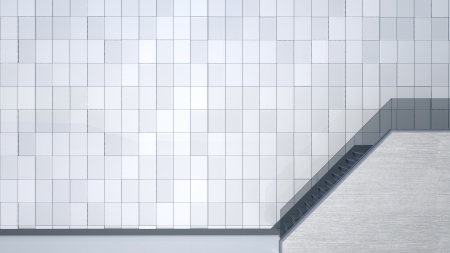 modern building wall with panels and stairの写真素材