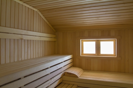 new wooden planks sauna interiorの写真素材