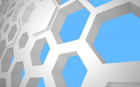 abstract architectural background with hexagonal constructionの写真素材