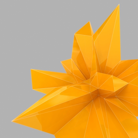 triangular yellow glass shape, high resolution 3d render with depth of field
