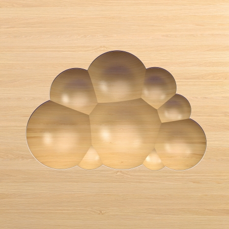 cloud sign made of light woodの写真素材