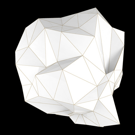 abstract white object made of many dynamic triangularsの写真素材