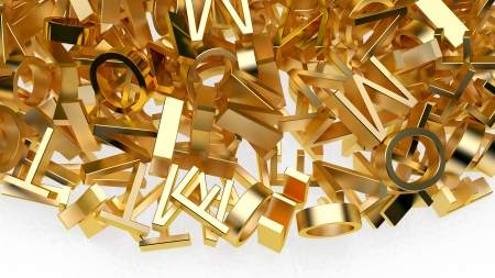 abstract background made of many golden lettersの写真素材