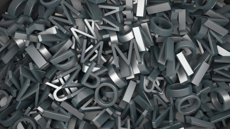 abstract background made of many metal letters