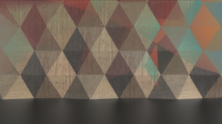 abstract triangular space made of concrete blocks