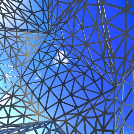 industrial construction metal detail on blue sky backgroundの写真素材