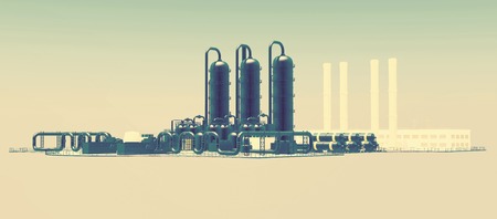horizontal industrial background with stylized plant facilityの写真素材