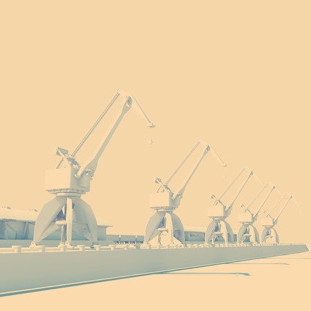 stylized industrial landscape of the commercial seaportの写真素材