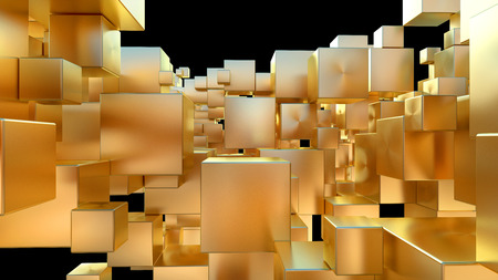 abstract background made of hundred blank golden boxes