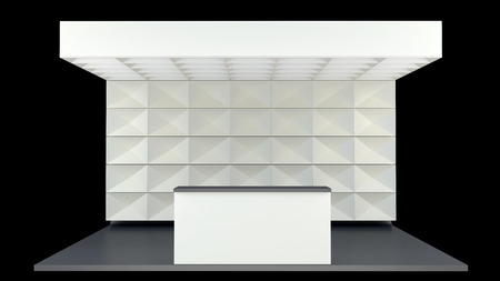 simle design abstract white exhibition booth with blank freeze and counterの写真素材