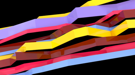 abstract architectural composition with broken plastic panels colored in stylish colors