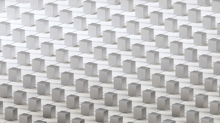 decorative background with many metal boxes arranged in rows