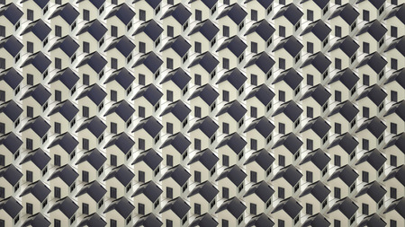 abstract conceptual background with tiny stylized housesの写真素材