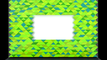 decorative geometric frame made of green triangulars