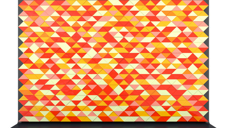 architectural background with triangular panel in red colors