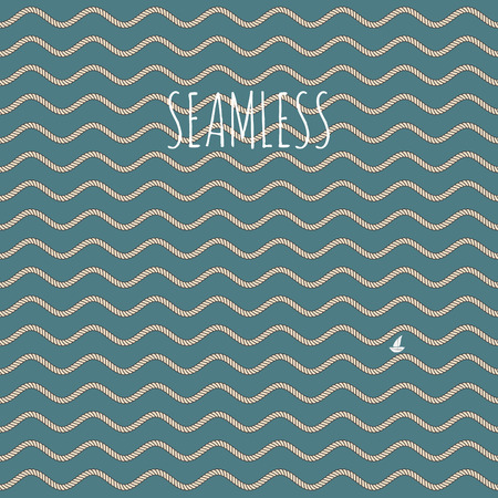 vintage style seamless nautical vector pattern with ropesのイラスト素材