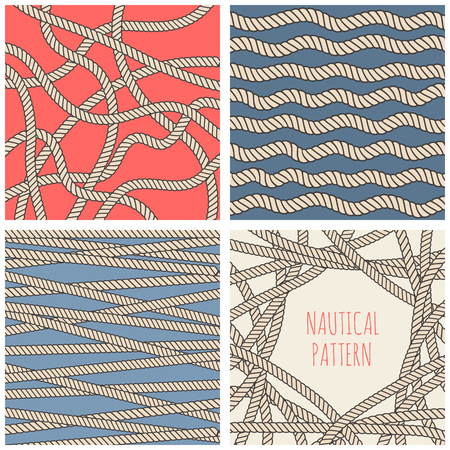set of nautical rope backgrounds in stylish color paletteのイラスト素材