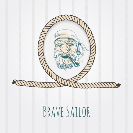 rope knot in shape of portrait frame vector vignetteのイラスト素材