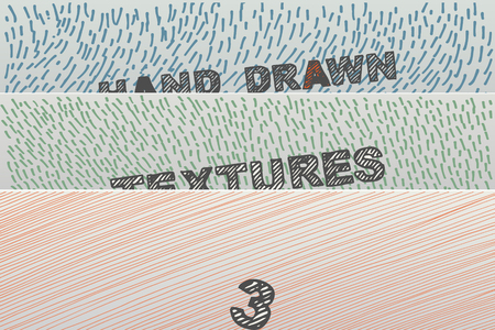 set of three hand drawn strokes vector texturesのイラスト素材