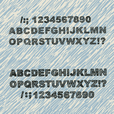 vector hipster hand drawn alphabet vintage collectionのイラスト素材
