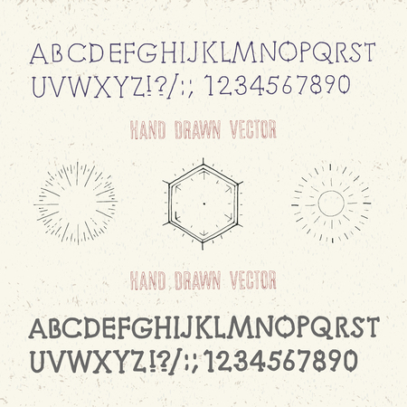 vector set of vintage geometric design elements and lettersのイラスト素材