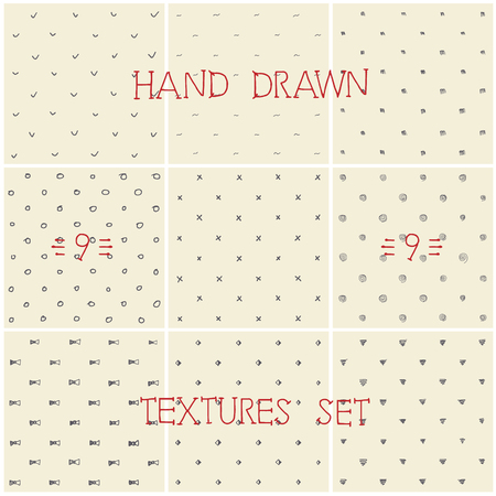 collection of 9 hand drawn seamless vector texturesのイラスト素材