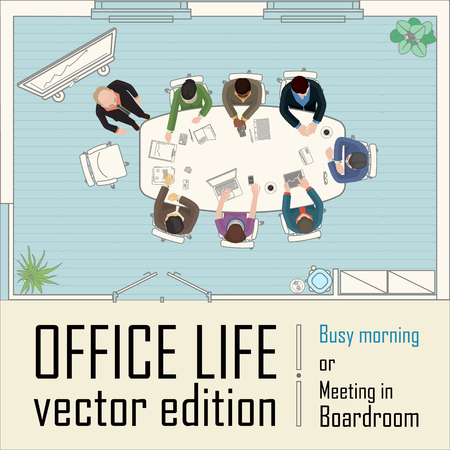 modern office business life vector conceptual illustrationのイラスト素材
