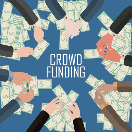 conceptual illustration of crowd funding idea or money gameのイラスト素材