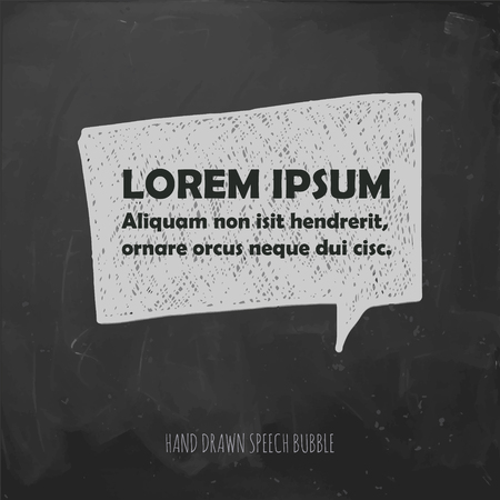 vector stylized speech bubble chalk drawn on a black boardのイラスト素材