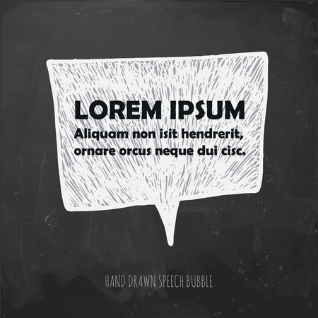 vector stylized speech bubble chalk drawn on a black boardのイラスト素材