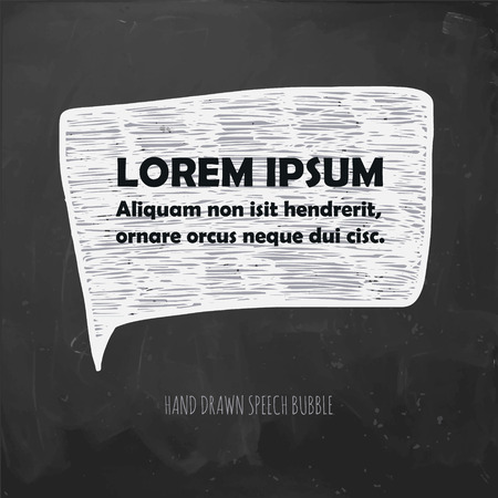 vector stylized speech bubble chalk drawn on a black boardのイラスト素材