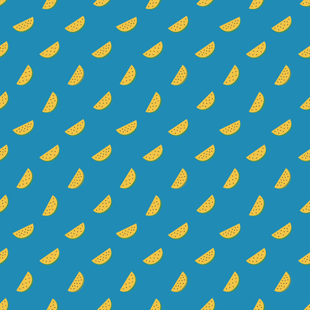 vector seamless pattern with yellow watermelon slicesのイラスト素材