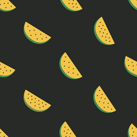 vector seamless pattern with yellow watermelon slicesのイラスト素材