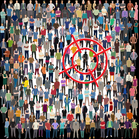 conceptual vector illustration at terrorism threat with crowd of peopleのイラスト素材