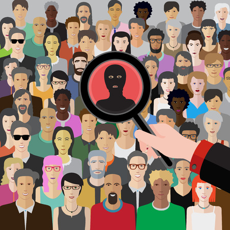 conceptual vector illustration at terrorism threat with crowd of peopleのイラスト素材
