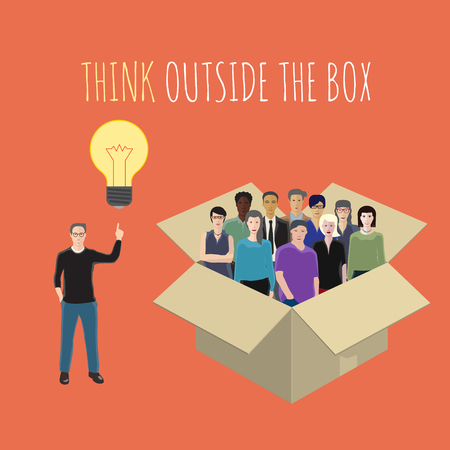 vector conceptual illustration on the idea Thinking outside the boxのイラスト素材