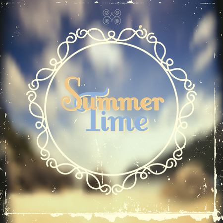 blurred summer background with graceful ornate vignetteのイラスト素材