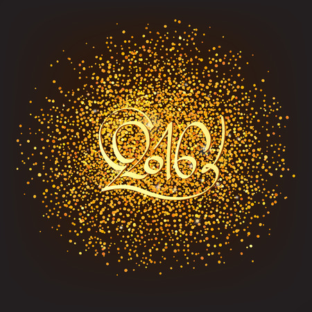 vector background with tiny golden confetti and new year letteringのイラスト素材