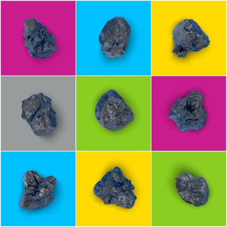 collection of small back stones isolated on colored paneslのイラスト素材