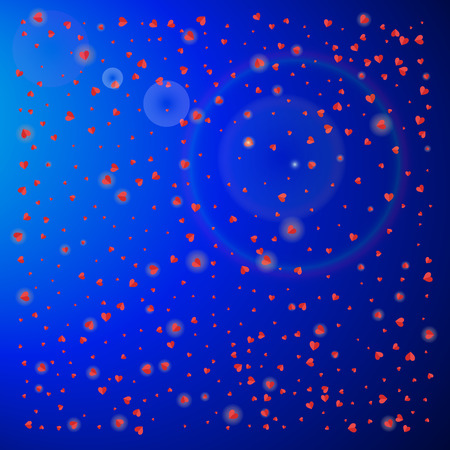 valentine's background with blue space filled with hundred of red paper heartsのイラスト素材