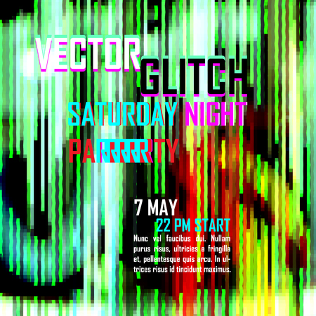 vector screen glitch digital illustration, modern trendy design backgroundのイラスト素材