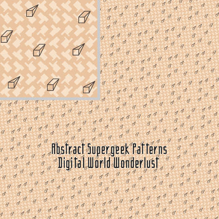 seamless strange abstract stylized digital pattern with geometric figuresのイラスト素材