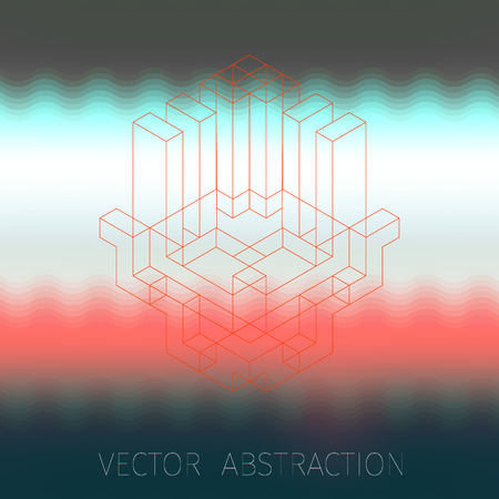 abstract glowing vector background with weavy lines, blur and geometric symbolのイラスト素材