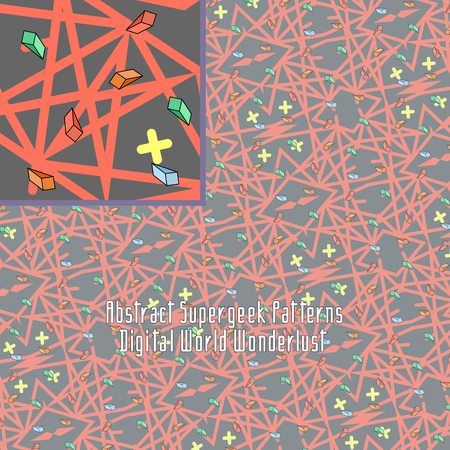 crazy digital pattern with strange abstract and unusual geometryのイラスト素材