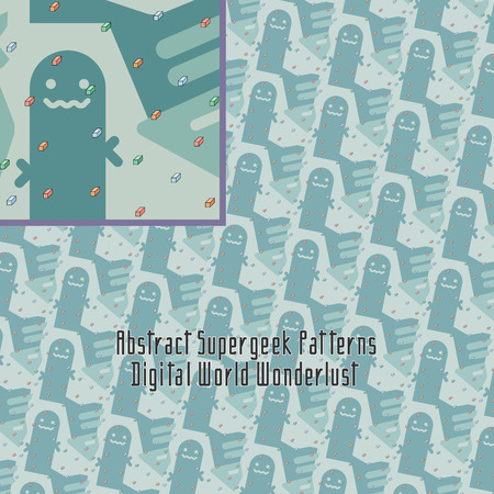 crazy digital pattern with strange abstract and unusual geometryのイラスト素材