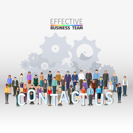 large group of people standing in front of abstract machine, conceptual business illustrationのイラスト素材