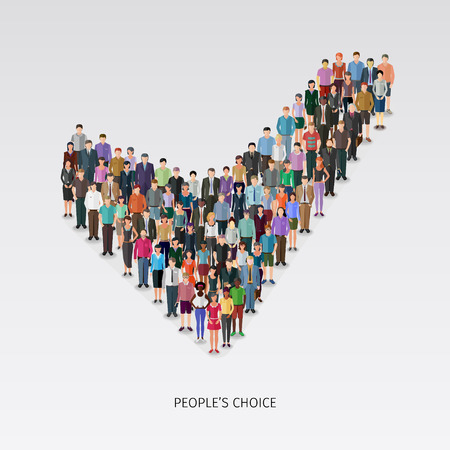 huge crowd of different people making choice: conceptual illustrationのイラスト素材