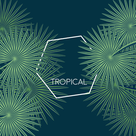abstract stylized floral decor with green tropical leavesのイラスト素材