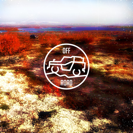 blurred road background and stylized vechicle signのイラスト素材